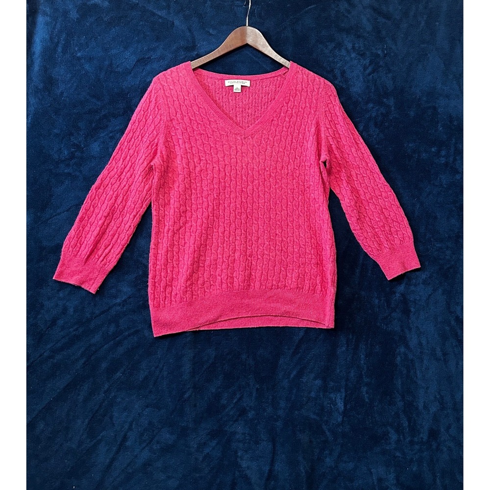Banana Republic Pink Cable Knit Cashmere Blend Sweater V-Neck Womens Large